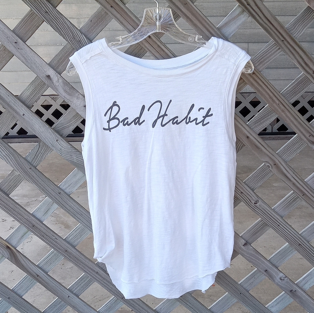 Tyler Jacobs Bad Habit Sleeveless White Top with Fringe Back